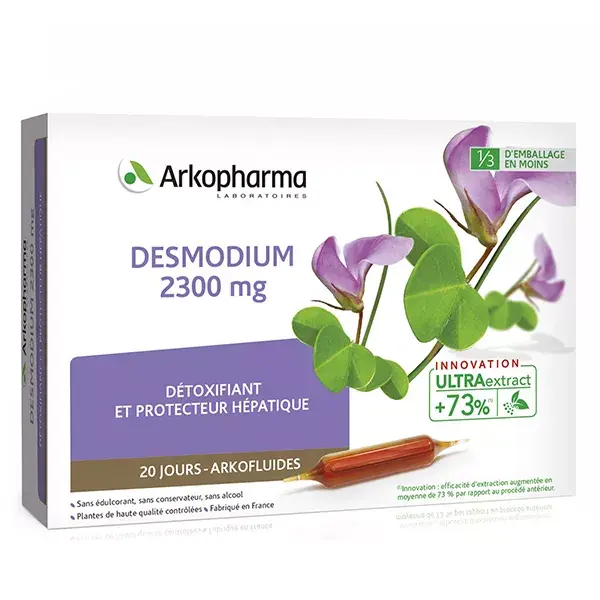 Ampolas Arkopharma Arkofluide para digestão de desmódio 2300mg 20x10ml
