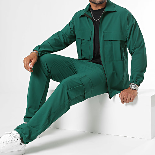 Ensemble Veste Zippée Et Pantalon Cargo 10701336 Vert Bouteille