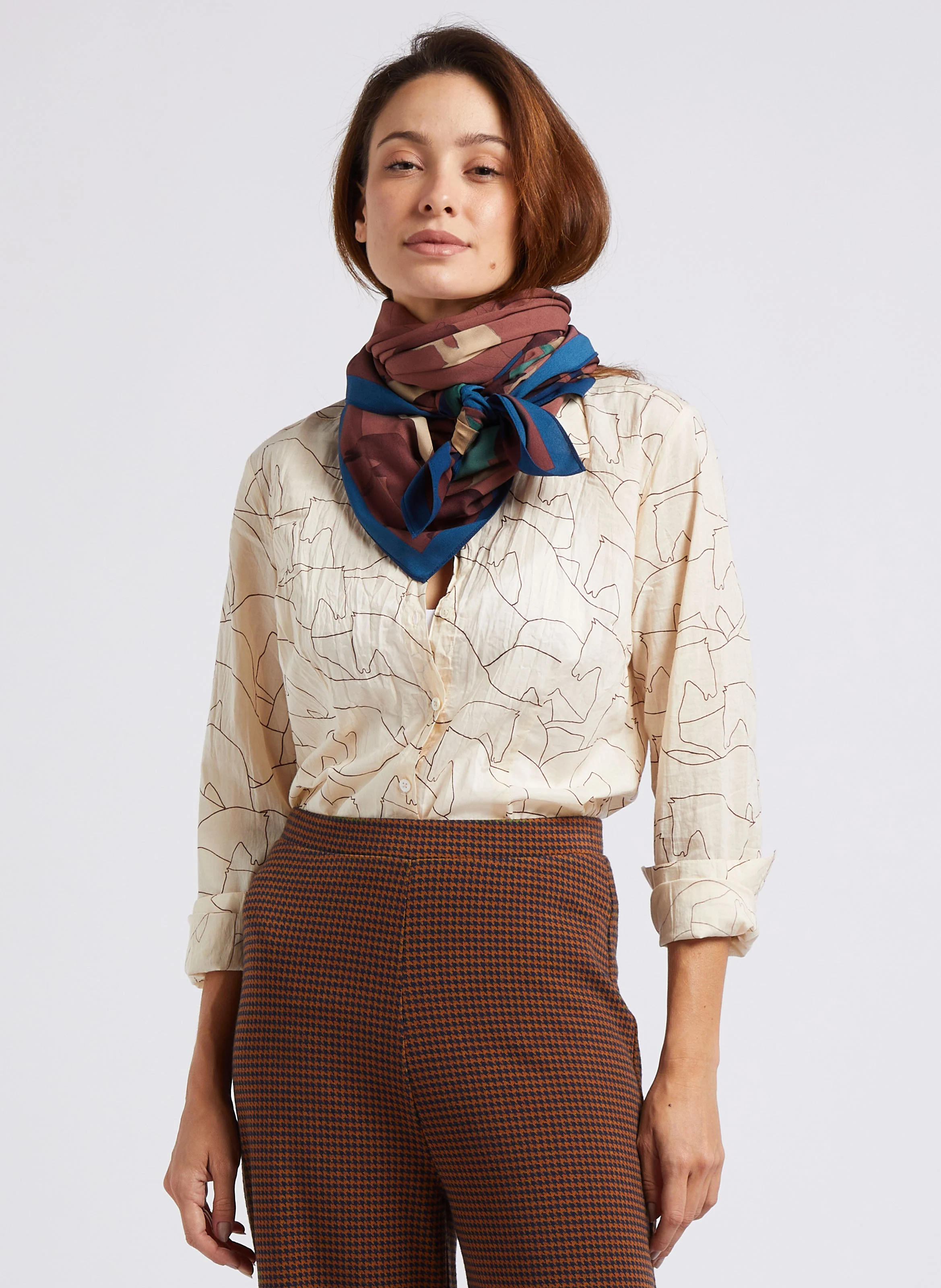 Foulard imprimé| Marron