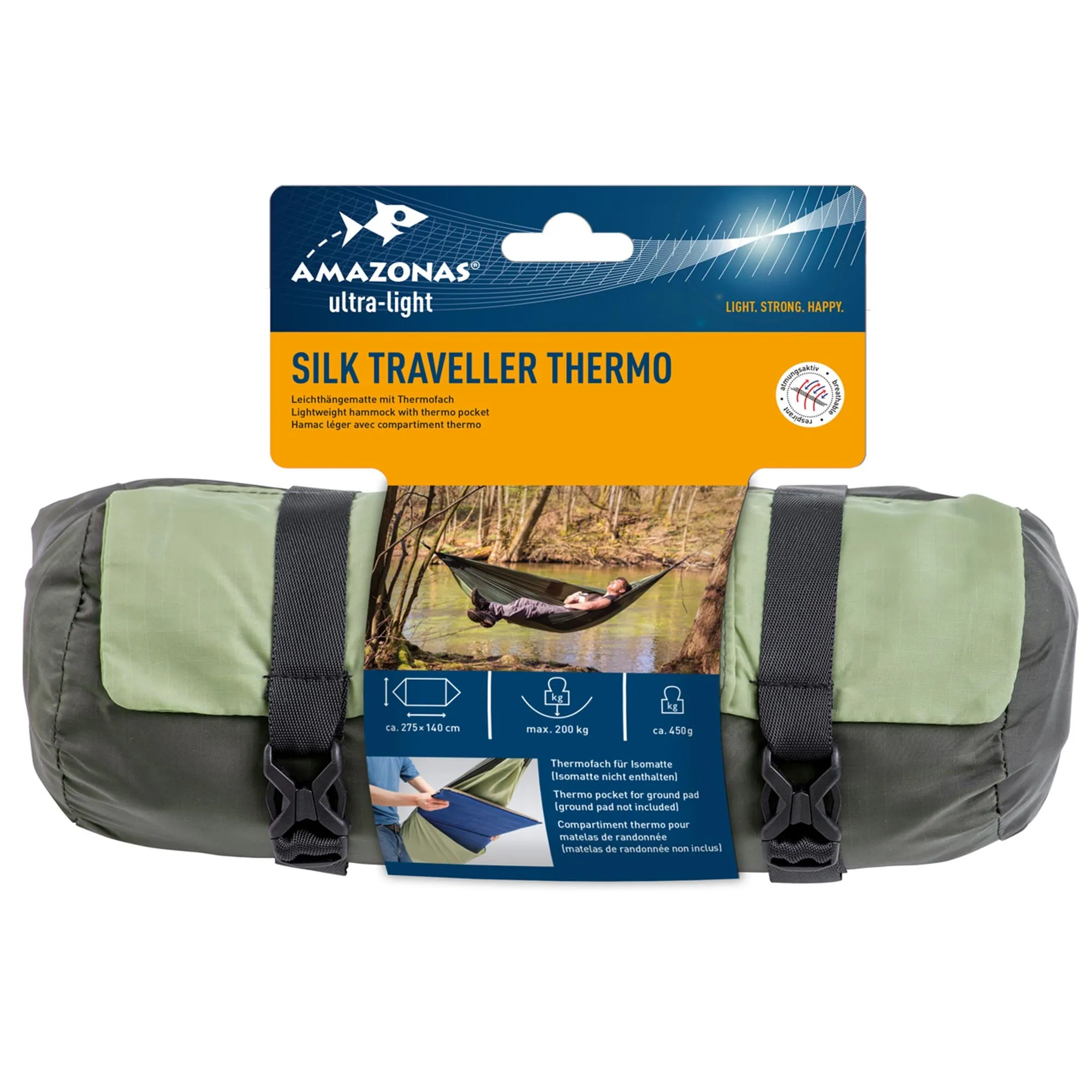 Amazonas -  Amazonas Hängematte Silk Traveller Thermo grün oliv