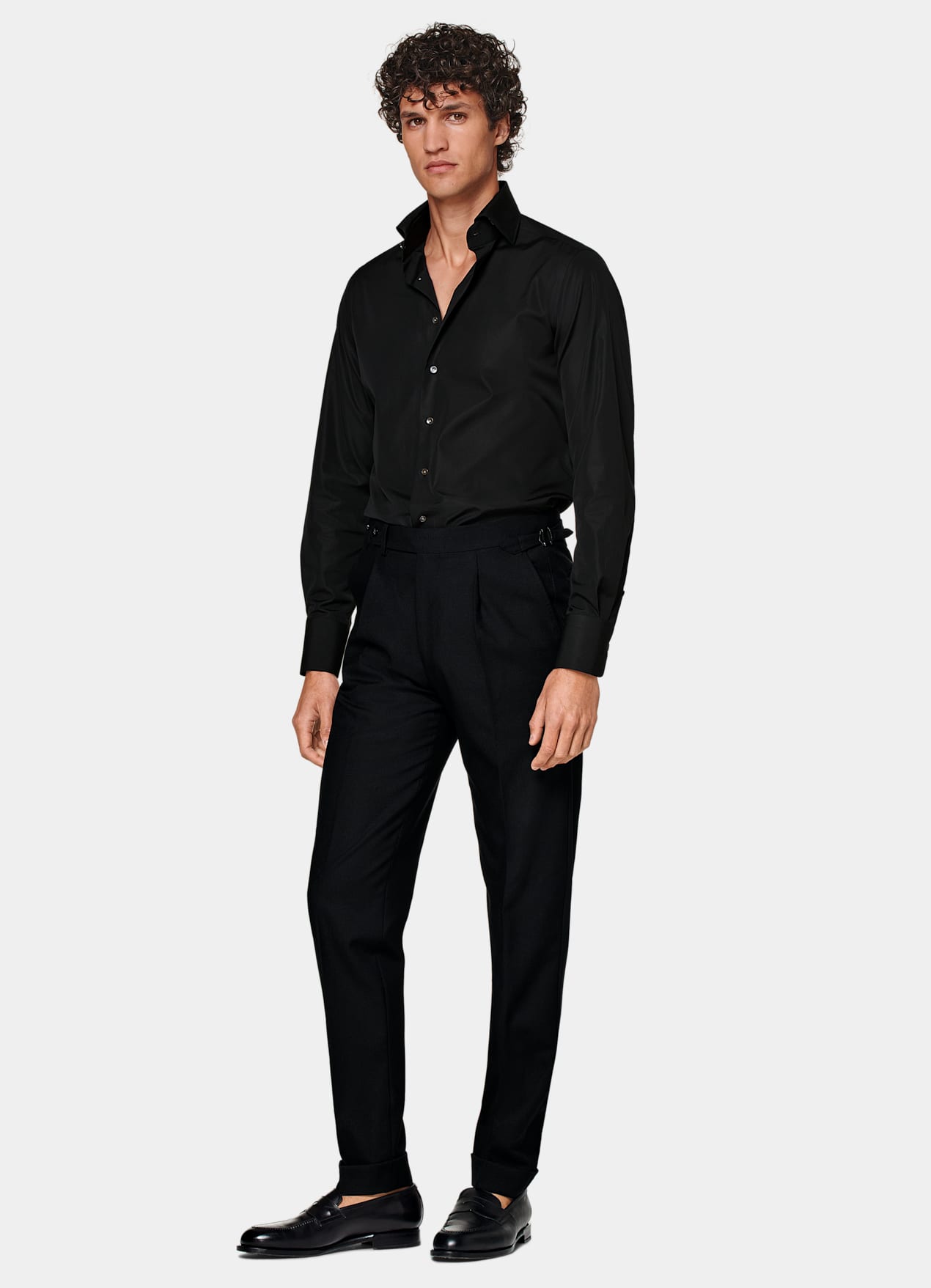 Chemise coupe tailored en popeline noire