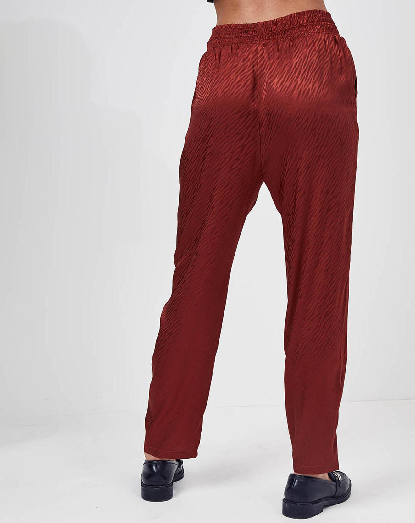 See u Soon Pantalon satiné Daphné imprimé ton sur ton brique