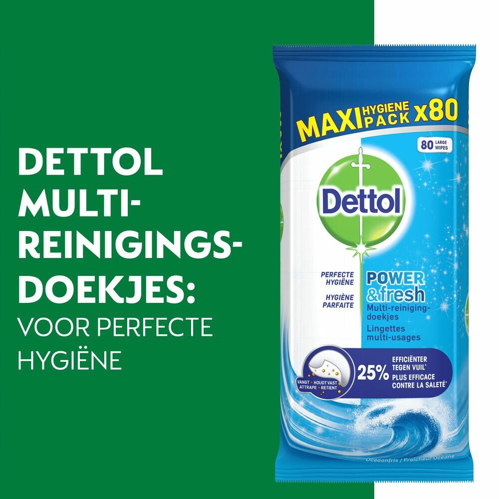 Dettol Reinigingsdoekjes Power & Fresh Ocean80 stuks