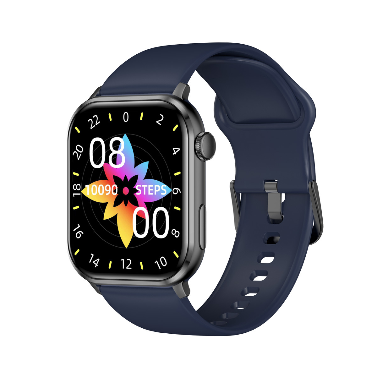 Montre SMARTY 2.0 training mixte connecté métal noir bracelet silicone bleu fonce