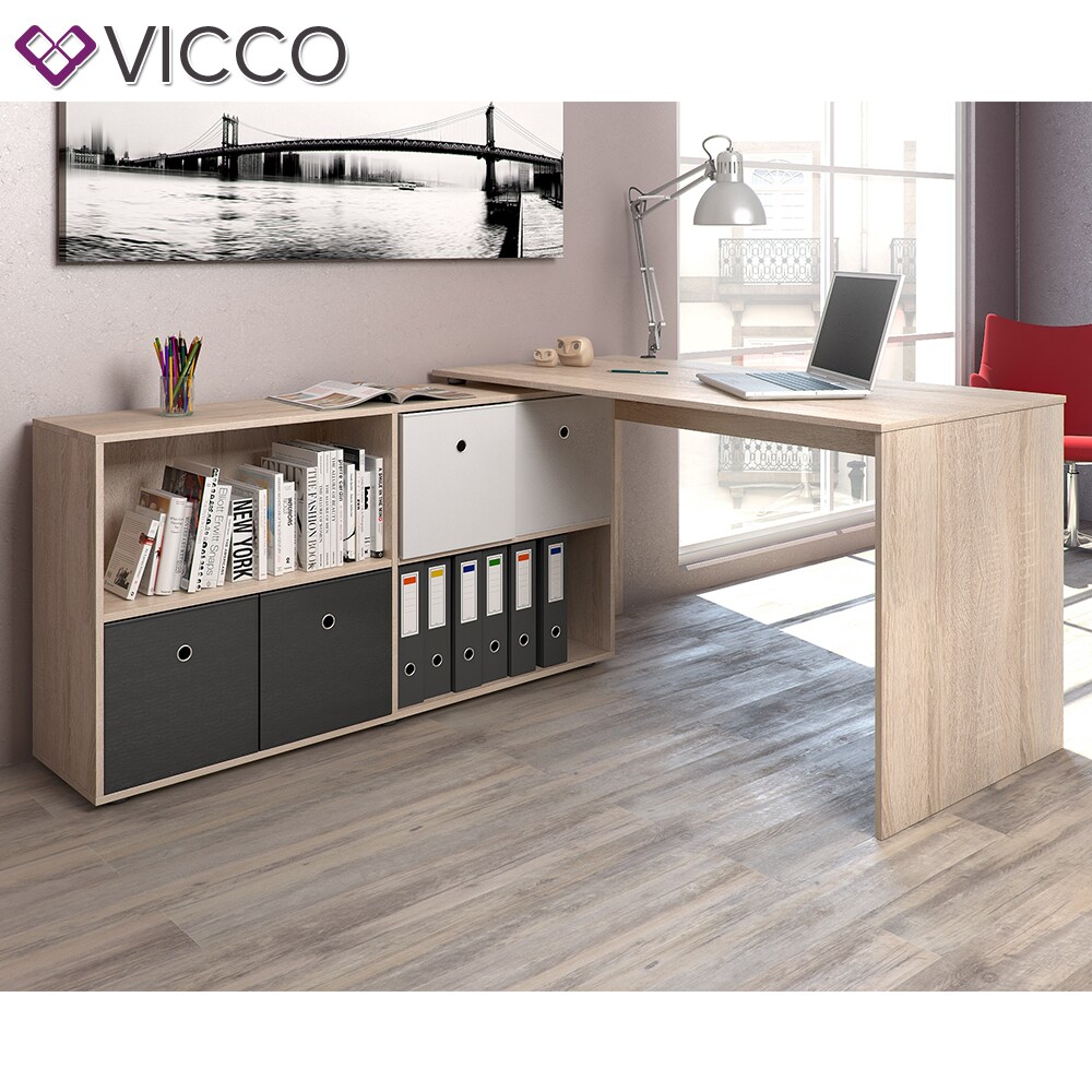 Vicco Eckschreibtisch FlexPlus Computer Bürotisch PC Schreibtisch Eiche Sonoma