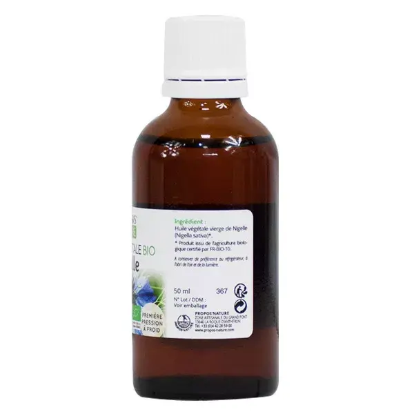 Óleo de Semente de Nigella Orgânico para Aromaterapia e Fitoterapia da Propos' Nature 50ml