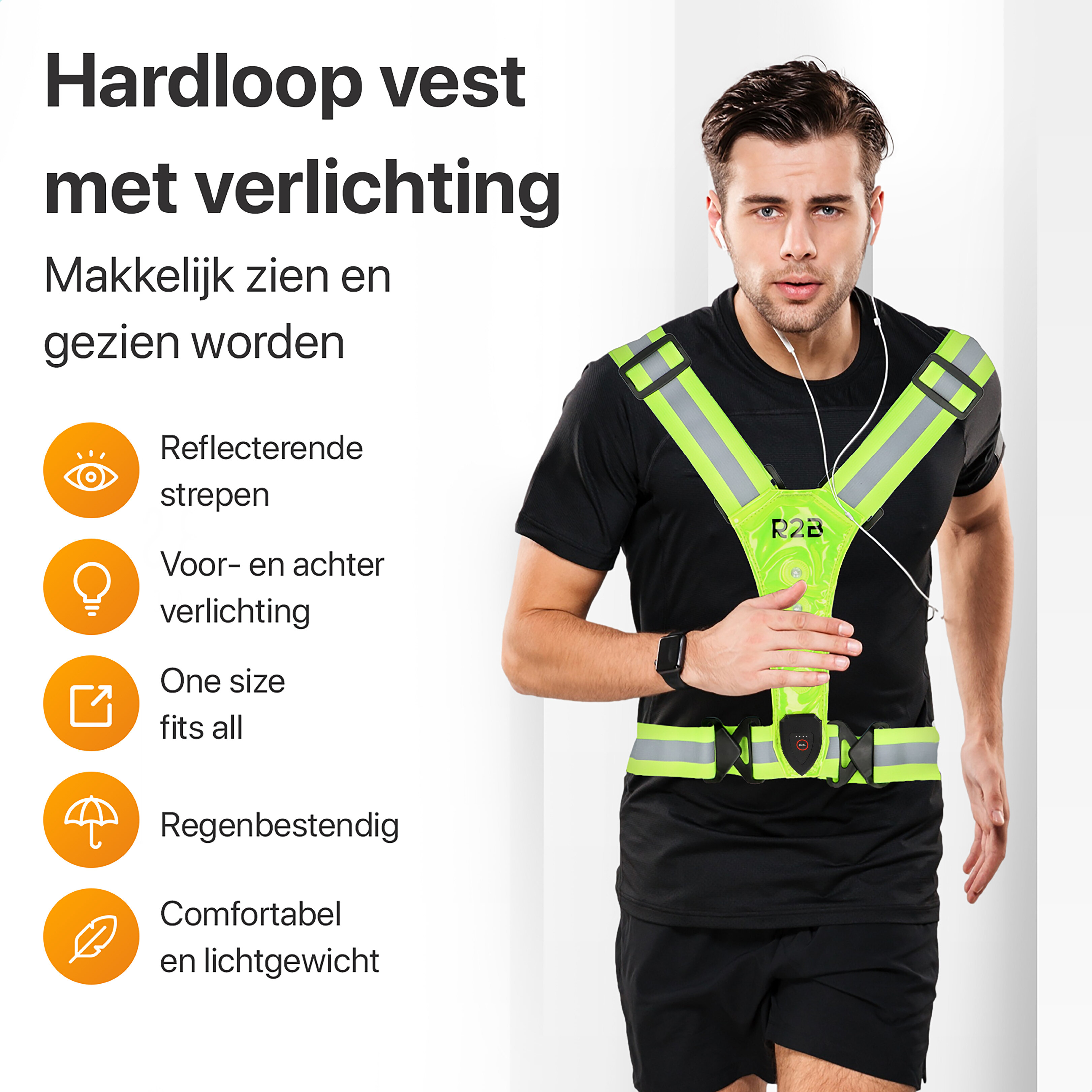 R2B oplaadbaar hardloopvest - Yellow