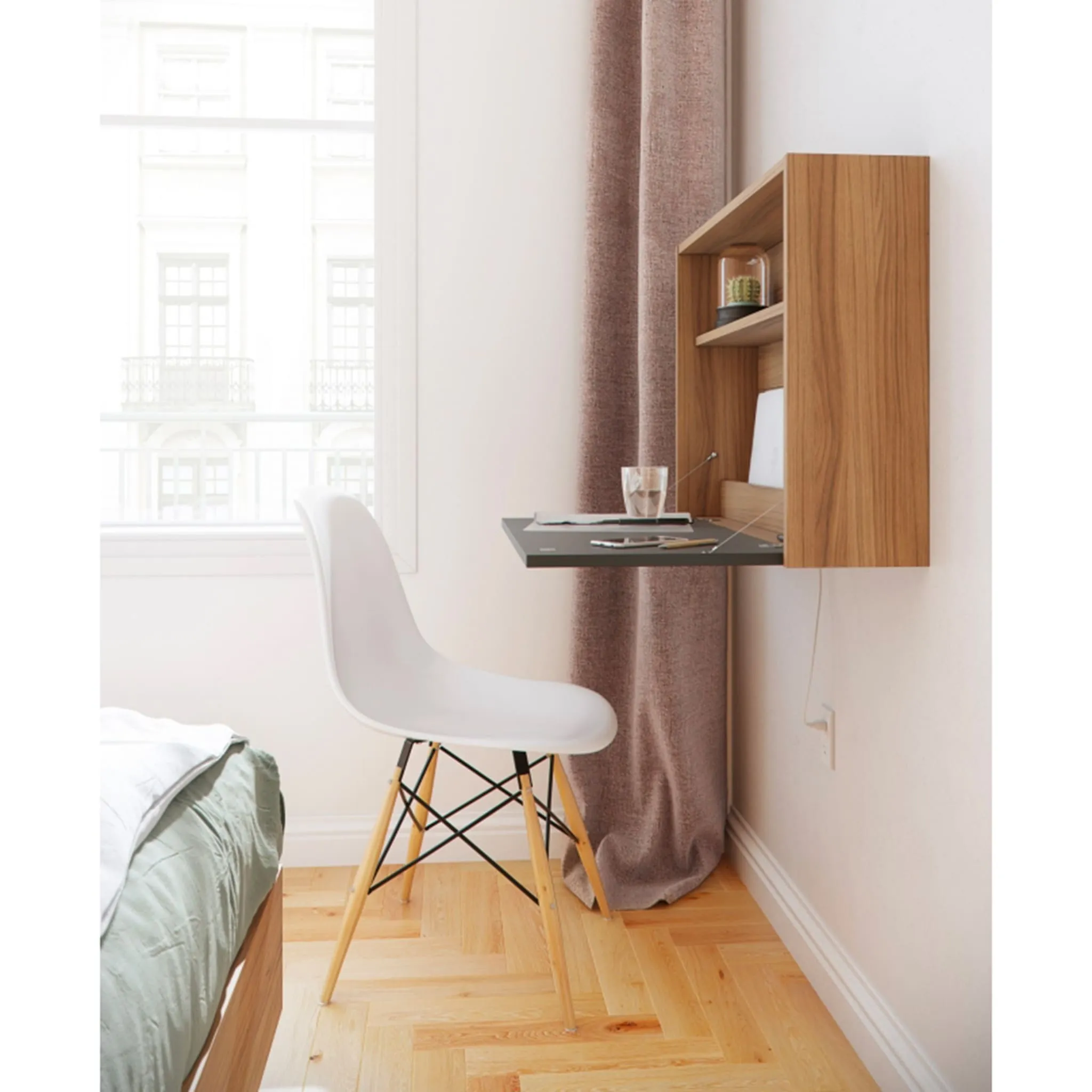 Nexera Bureau Mural Slim - Noyer  Noir