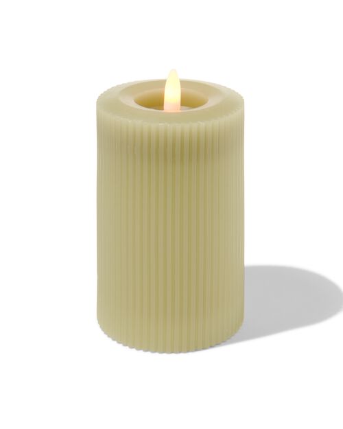 bougie nervurée LED avec cire Ø7.5x12.5 vert clair