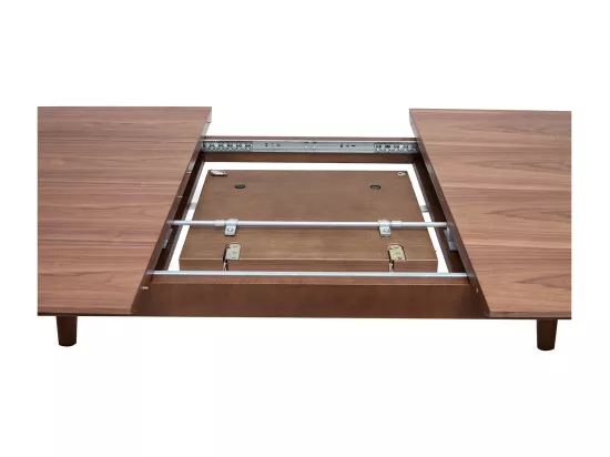 Table extensible rallonges intégrées rectangulaire en bois foncé noyer L180-230 cm FIFTIES