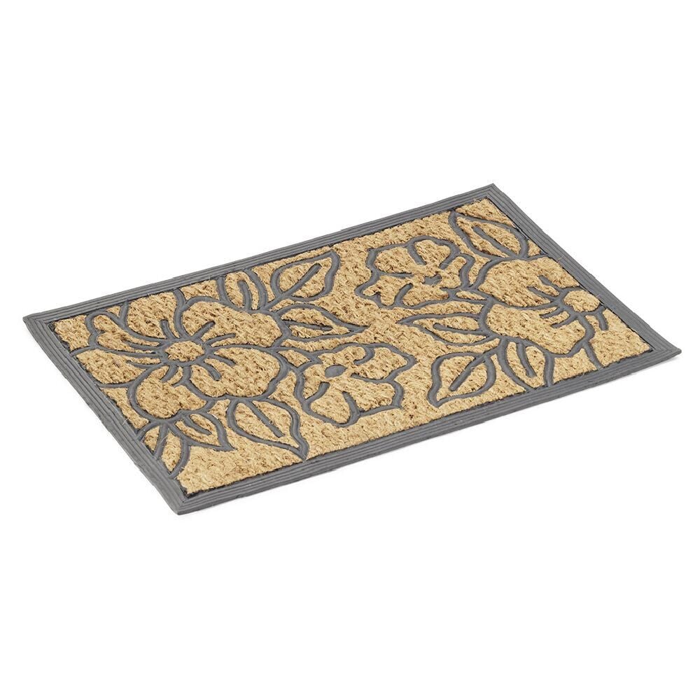 Paillasson coco rectangulaire motif fleur 60x40cm