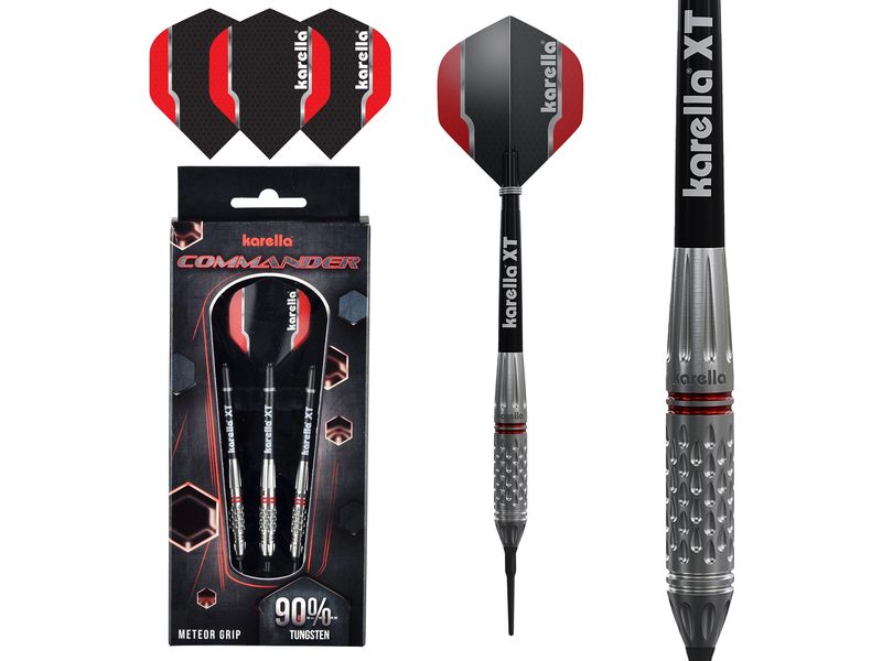 Karella Dartpfeile Softdart Commander 21g, 3 Stück – Silber 90% Tungsten Dartpfeile