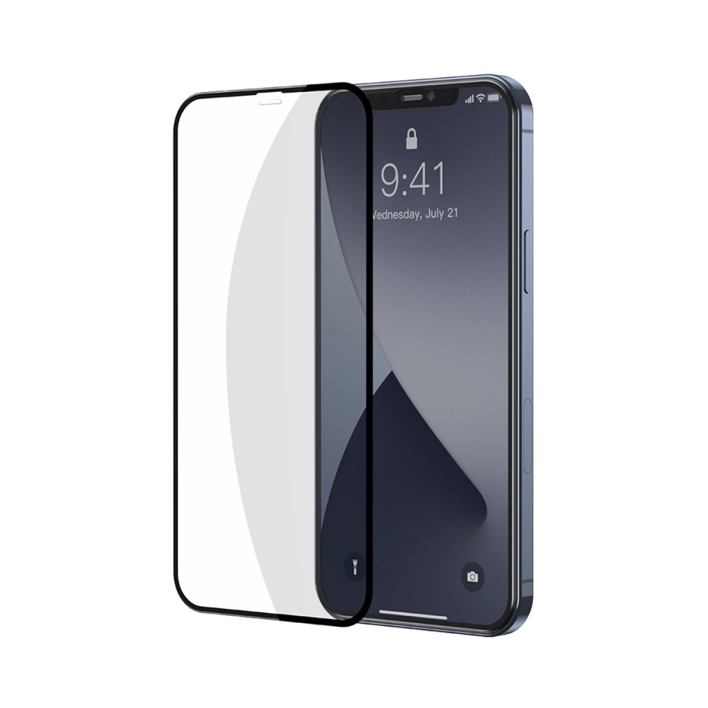 (2er Set) Baseus - iPhone 12 / iPhone 12 Pro Vollbild Curved Panzer Glas Display - Schwarz