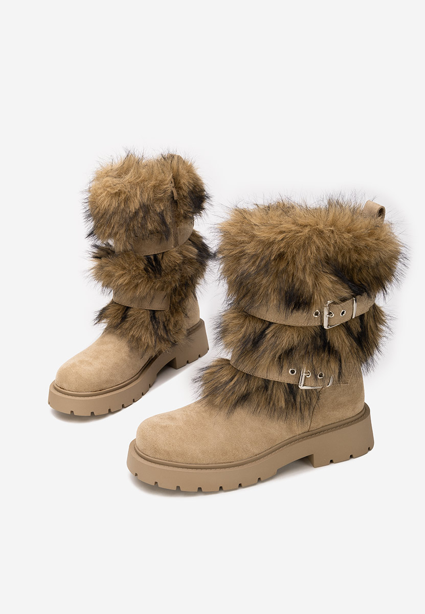 Bottes fourrées femmes kaki Nelisia