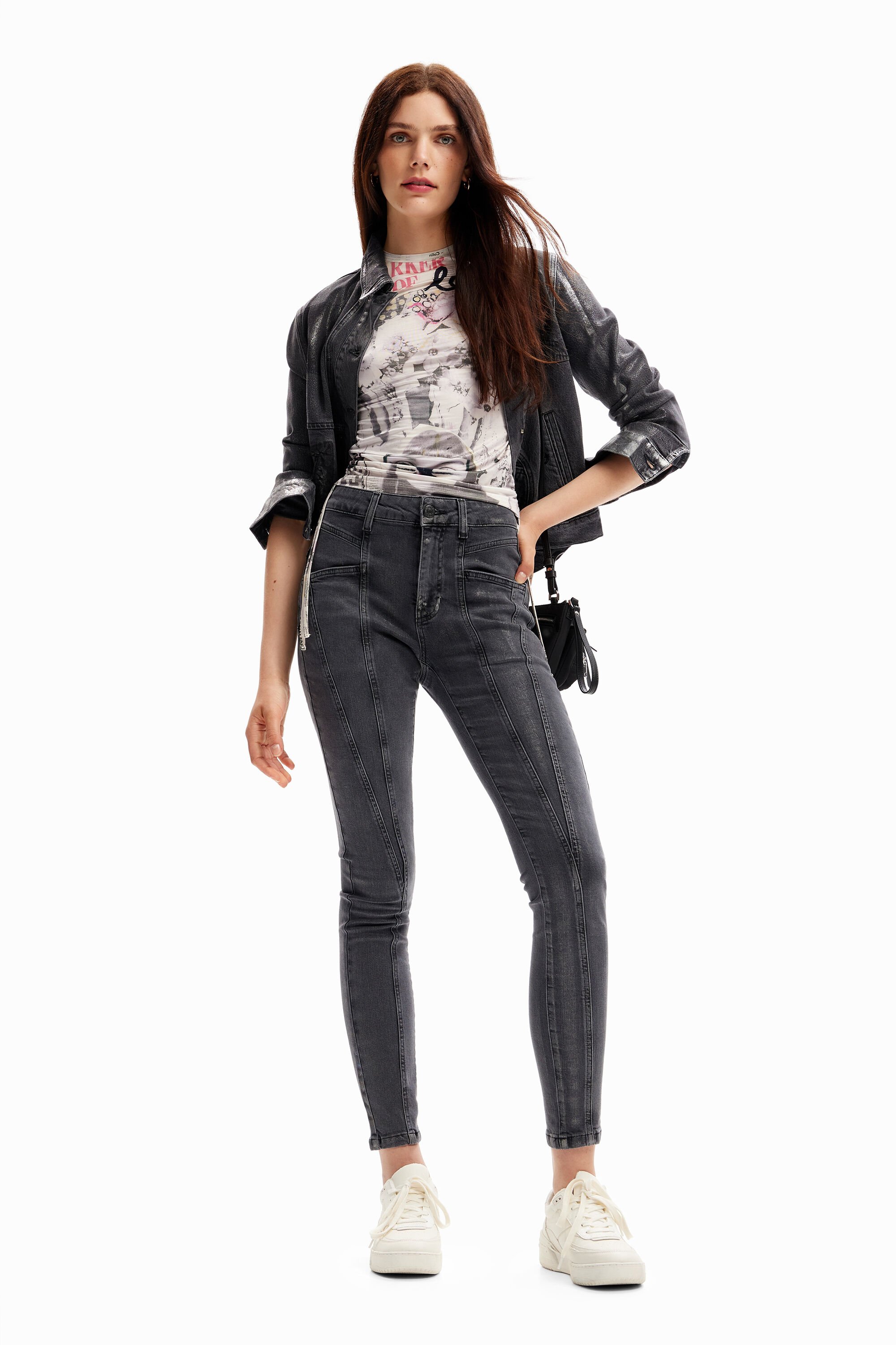 Jean skinny push-up métallisé