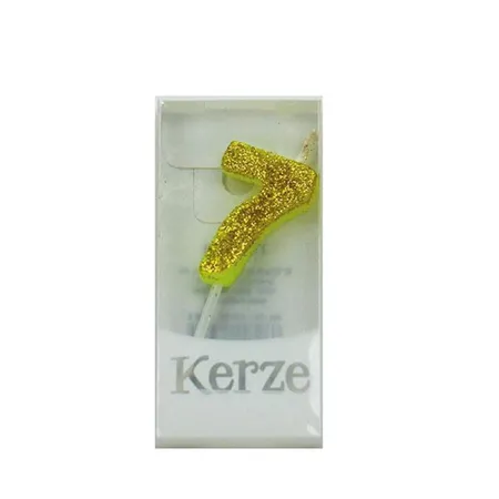 Trötsch Zahlenkerze 7, gelb glitzer, 3x2x1cm