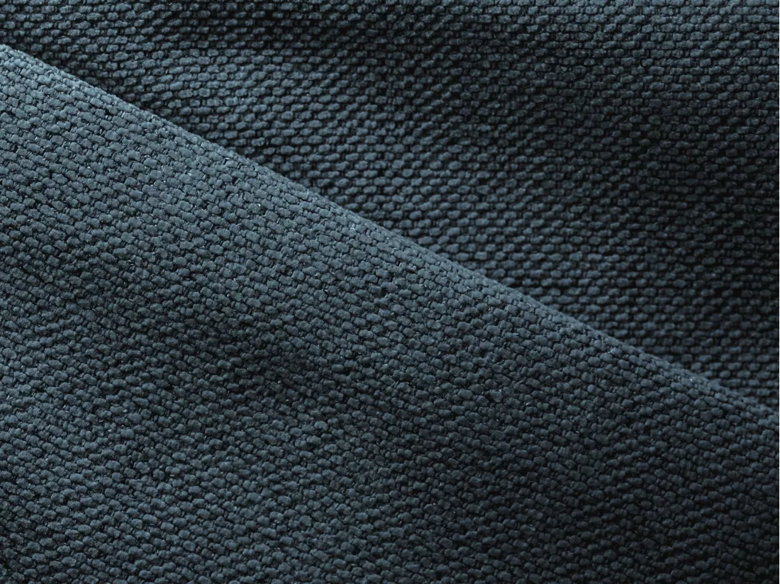 Canapé d'angle panoramique convertible en tissu texturé - jeans bleu - KAPUA