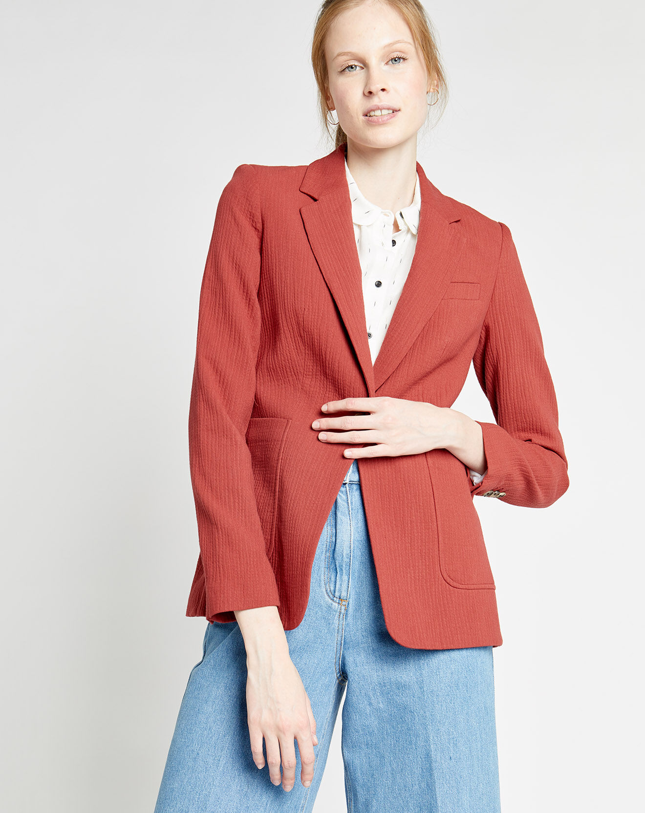 Caroll Blazer en Laine mélangée Nicky tomette