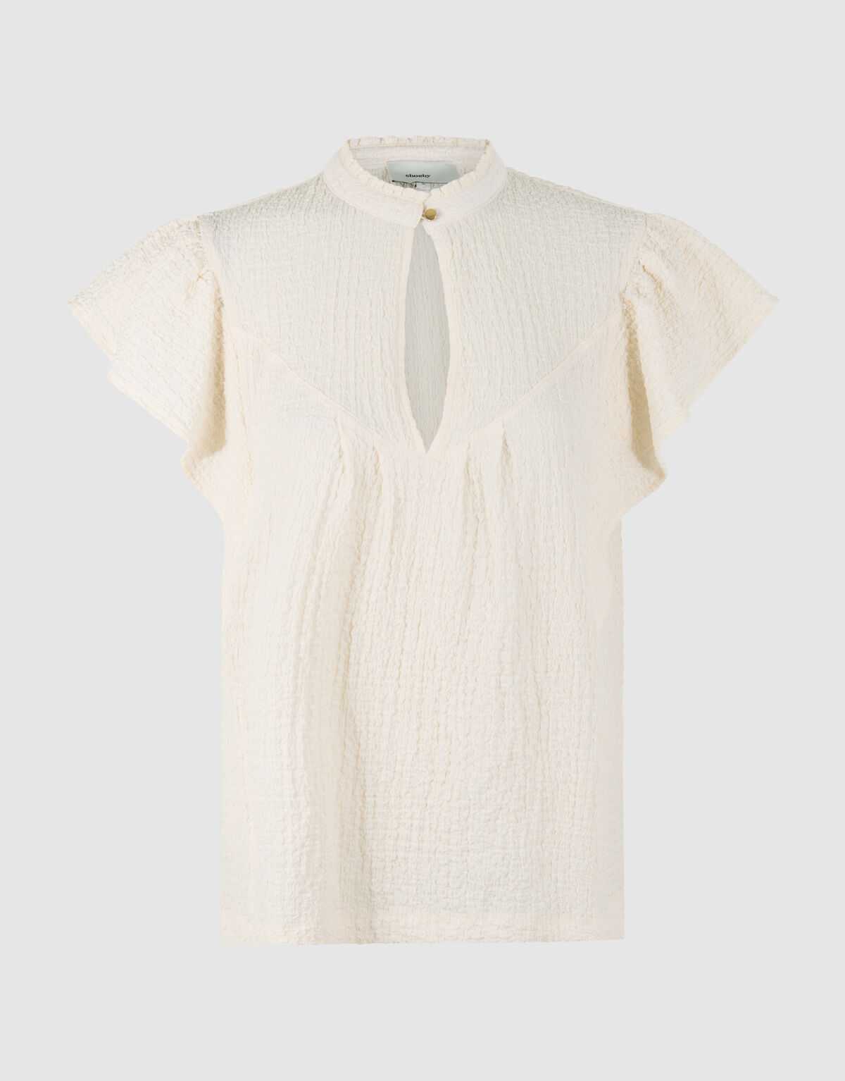 Crinkle Ruffle Top Gebroken Wit