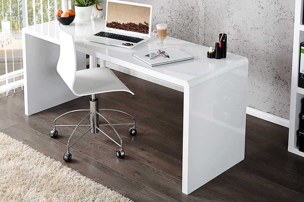 Design Schreibtisch FAST TRADE 140cm weiß Hochglanz Bürotisch