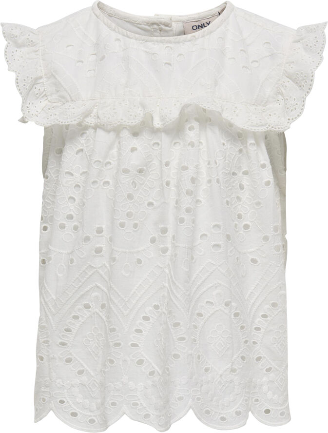 ONLY KOGCLEO LIFE S/L EMB BUTTON TOP WVN Hvid