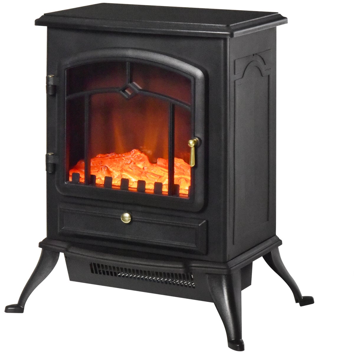 HOMCOM Elektrische haard, vlameffect, 1000/2000W, oververhittingsbeveiliging, 45 x 28 x 54 cm, gehard glas, PP, ABS, zwart