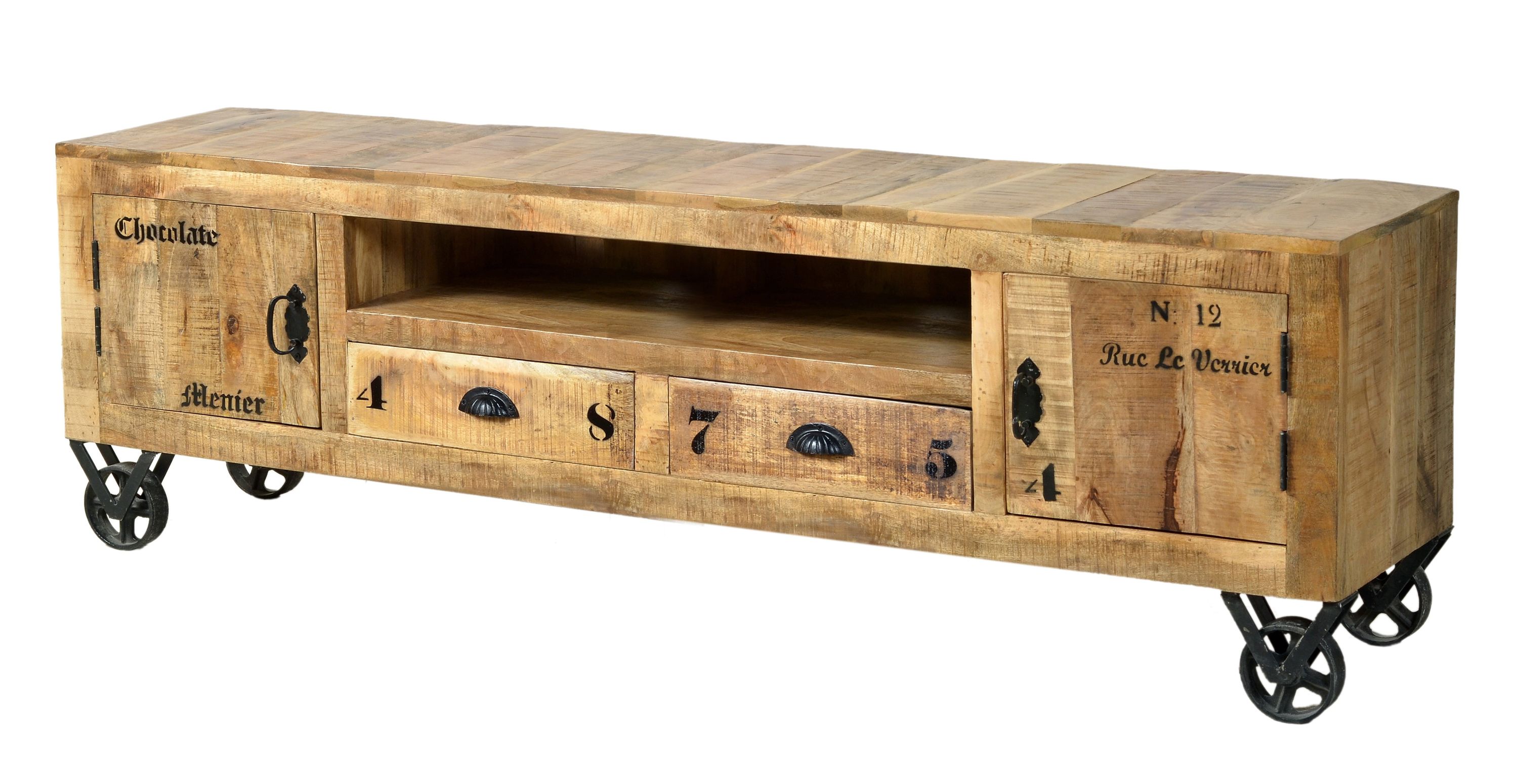 Lowboard Mangoholz Kommode Sideboard TV Fernseher Hifi Wohnzimmer Schrank