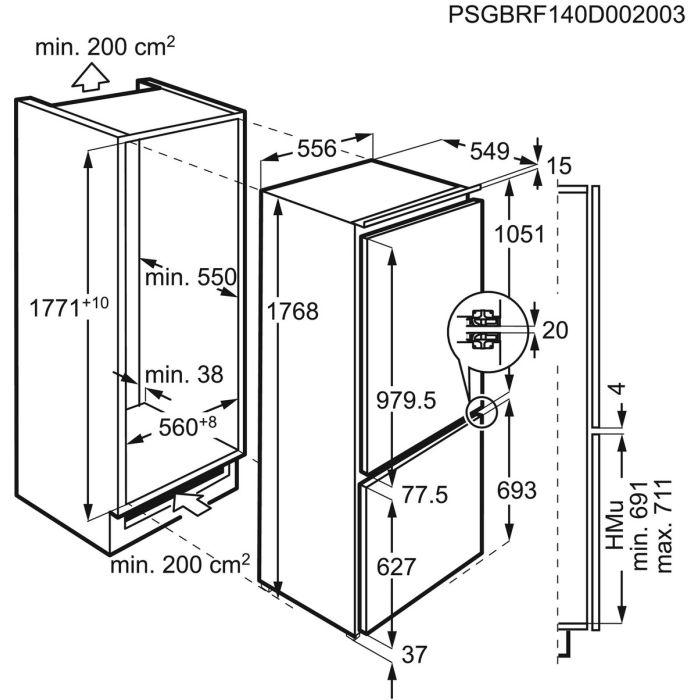 AEG Einbau Kühl-Gefrier-Kombination Serie 5000 ColdSense SCE618F3LF