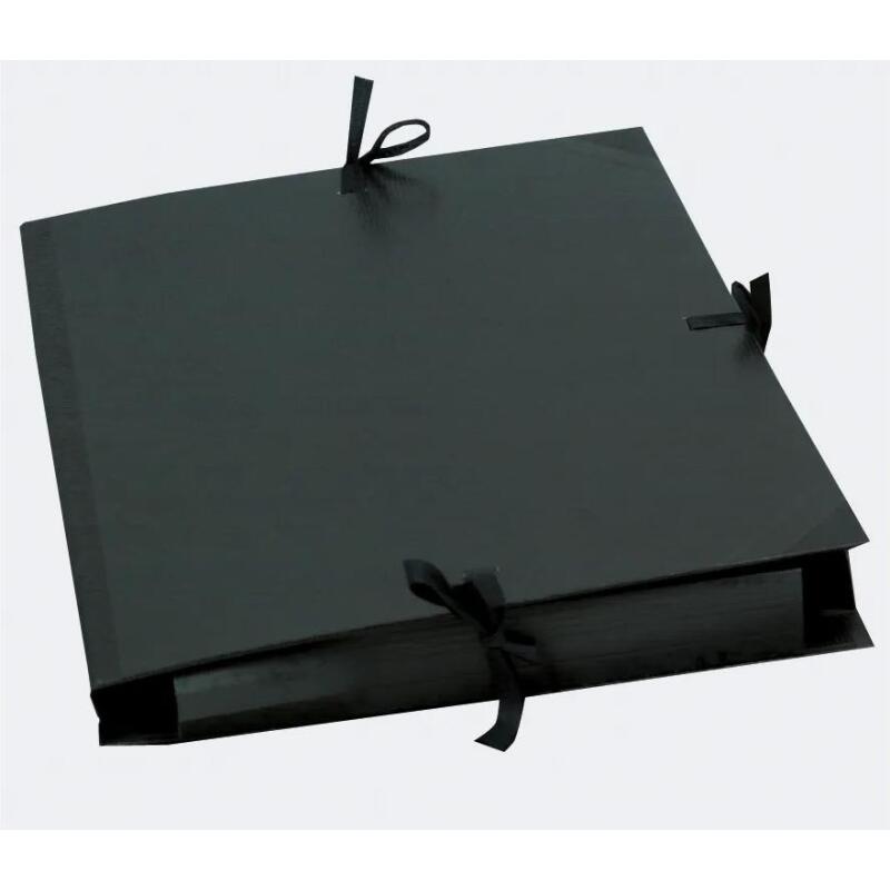 Carton à dessin kraft noir vernis avec ruban 32x45 cm - Pour format A3 - Noir