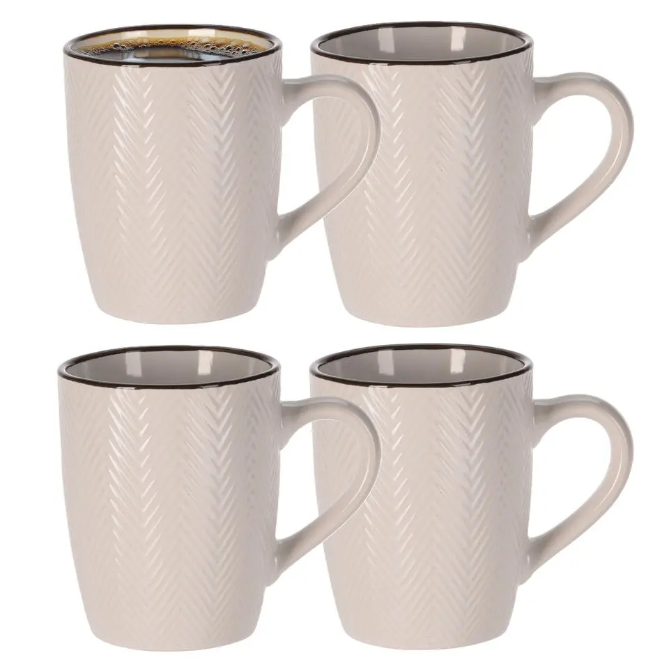 Siaki Koffiemok/theemok - Fishbone - beige - 370 ml
