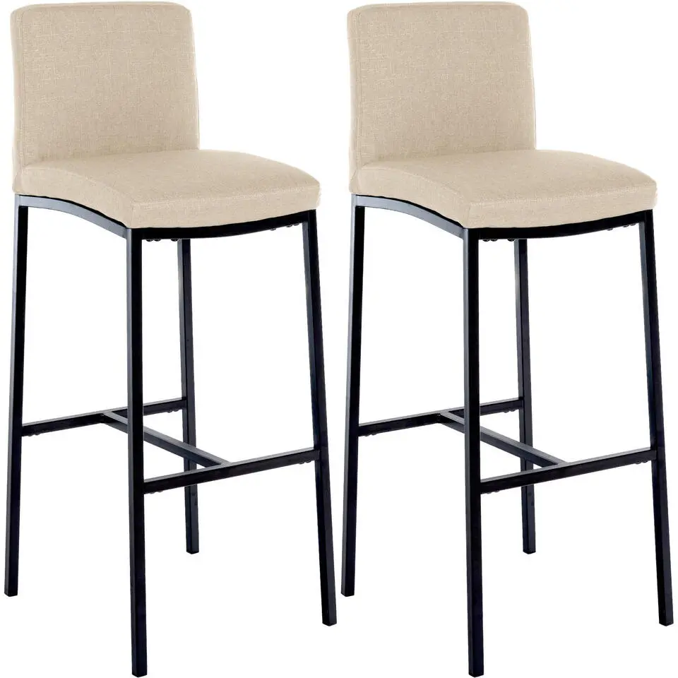 CLP Set van 2 Barkruk Freeport zwart Frame - Stof - creme