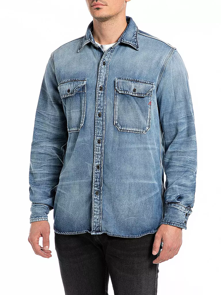 REPLAY Hemd OVERSHIRT DENIM blau
