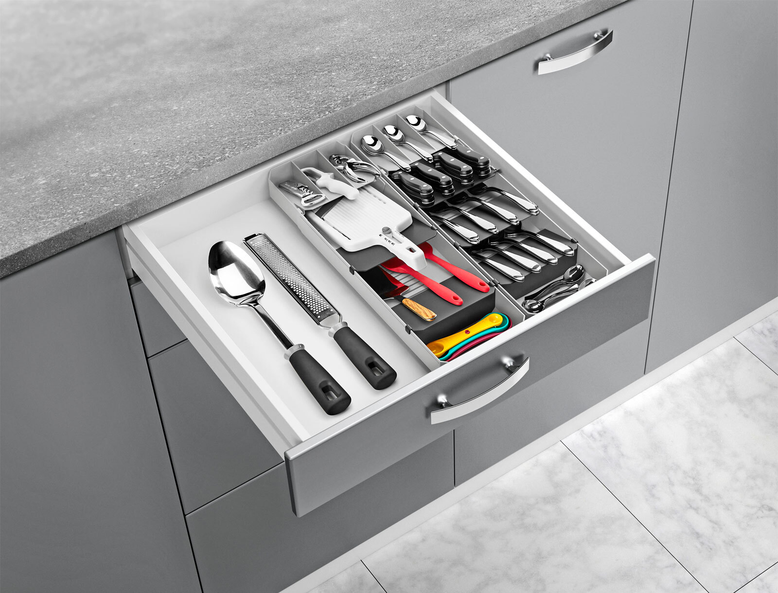 metaltex Besteck Organizer uni-fit 15x6x40-49 cm grau