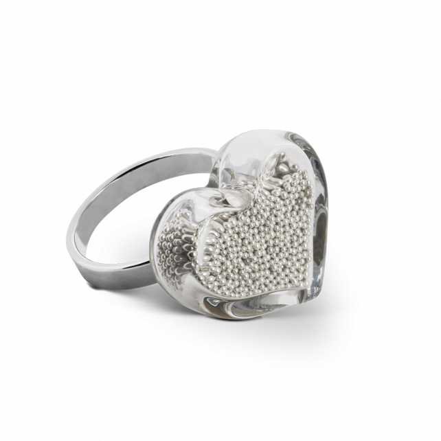 Bague en verre soufflé - Coeur Nano Billes