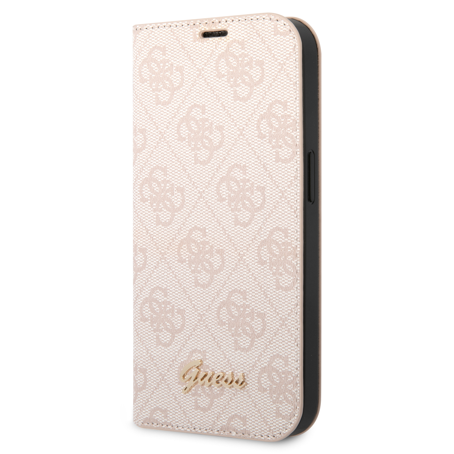 iPhone 14 Pro Leder Tasche Book 4G Vintage Logo (GUBKP14LHG4SHP) - Rosa