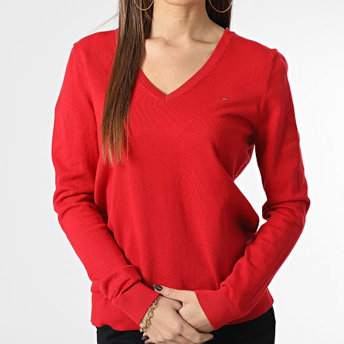 Pull Col V Femme Heritage 5294 Rouge