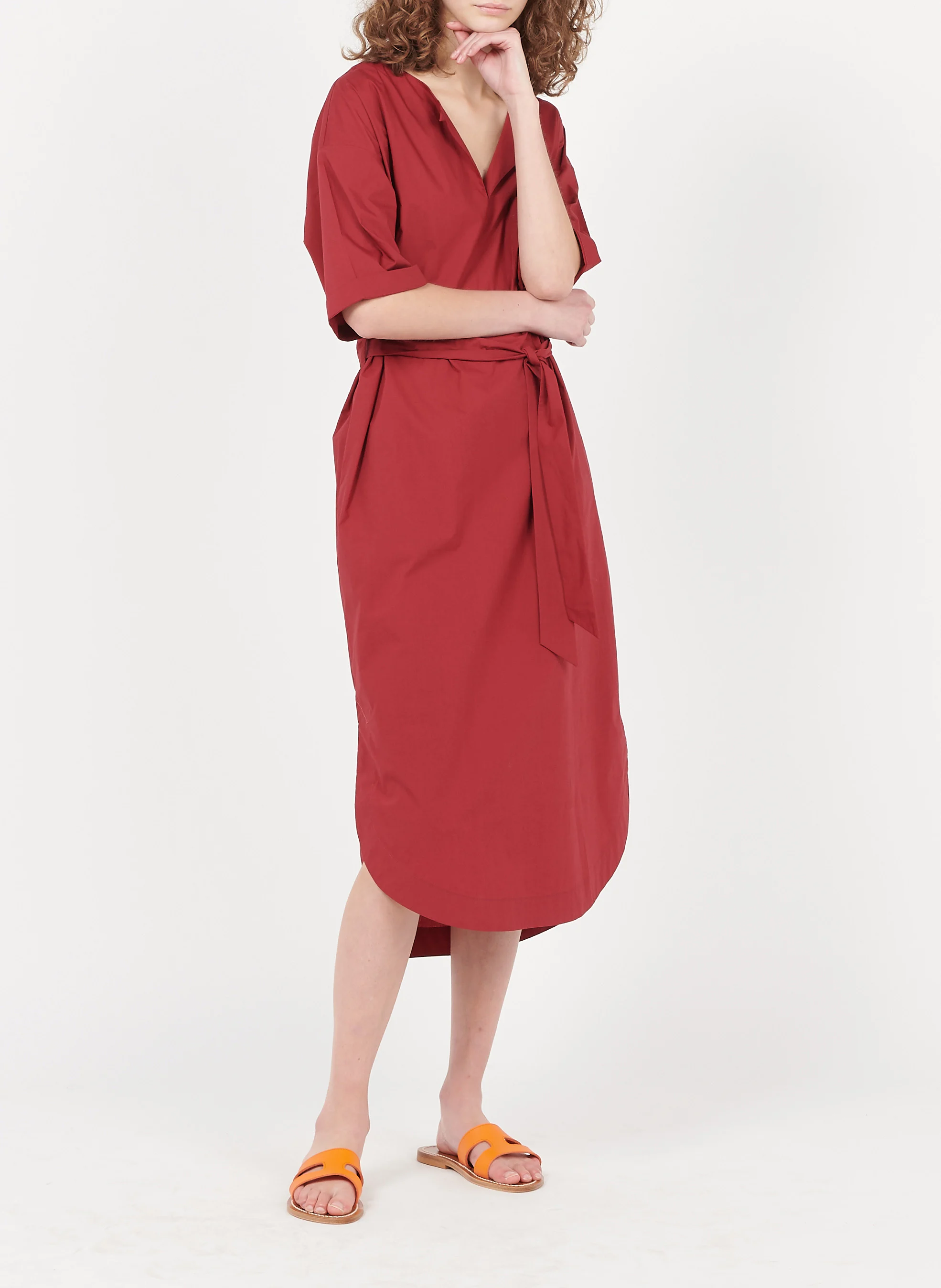 BEMA - Robe midi col rond ample en coton | Violet