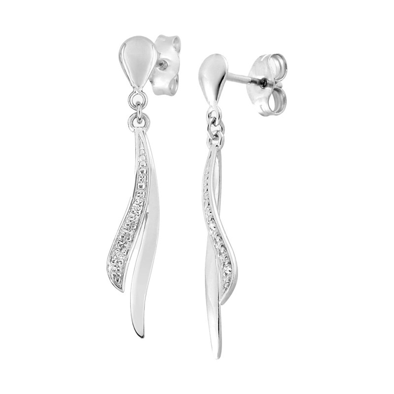 Boucles d'oreilles femme pendantes - Diamant - Or 18 Carats