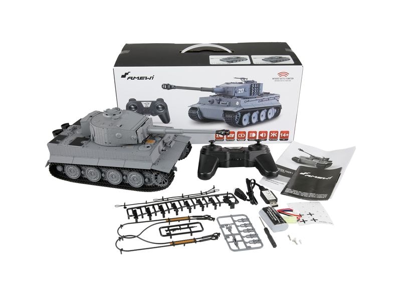 Amewi Panzer Tiger I MP mit IR Battlefunktion, RTR, 1:24 Ferngesteuerter 2. Weltkrieg Panzer mit Infrarot Kampffunktion