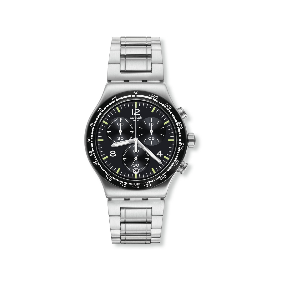 Montre SWATCH New irony Night flight chrono homme bracelet acier inoxydable gris