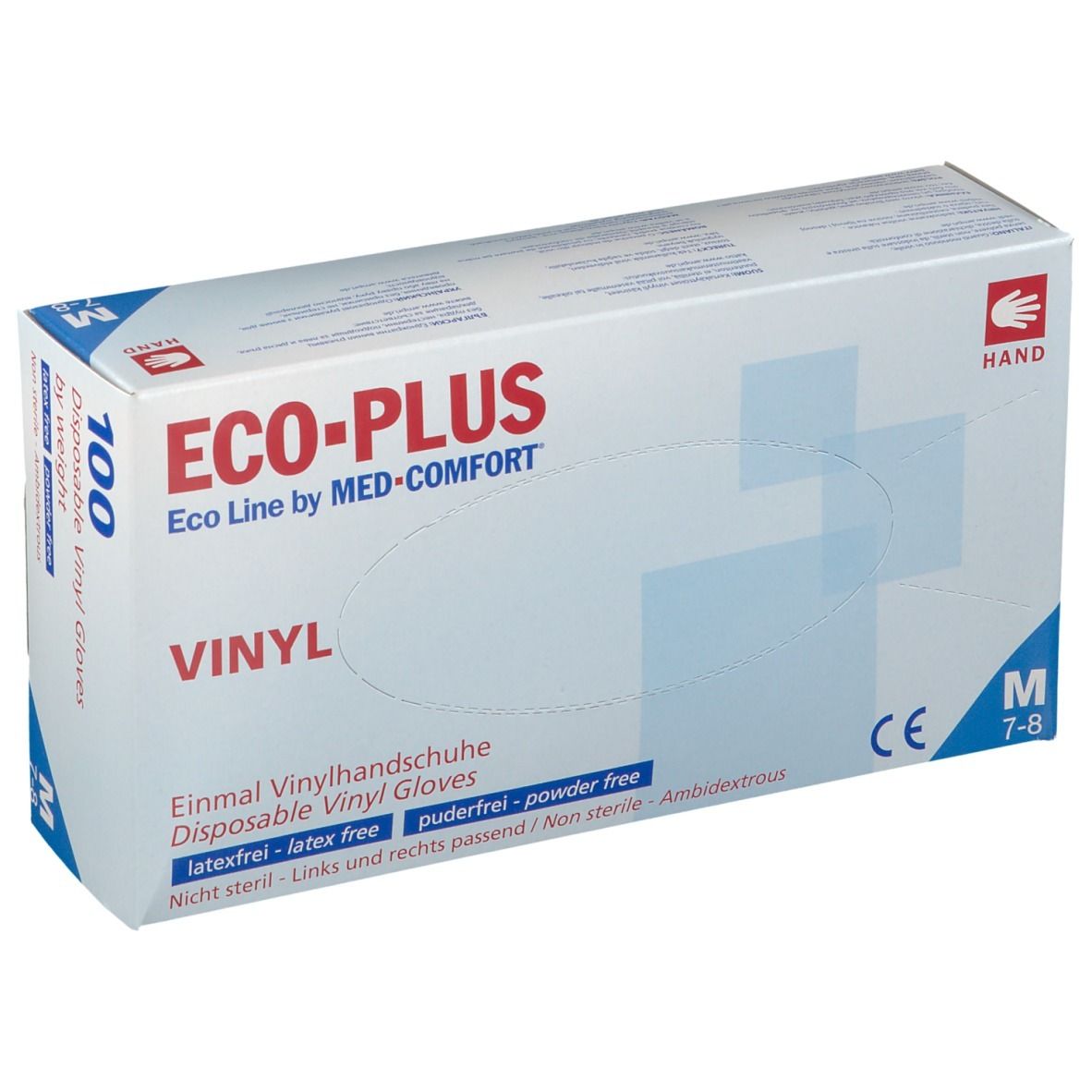 Eco-Plus Vinyl Handschuhe Gr. M unsteril puderfrei weiß