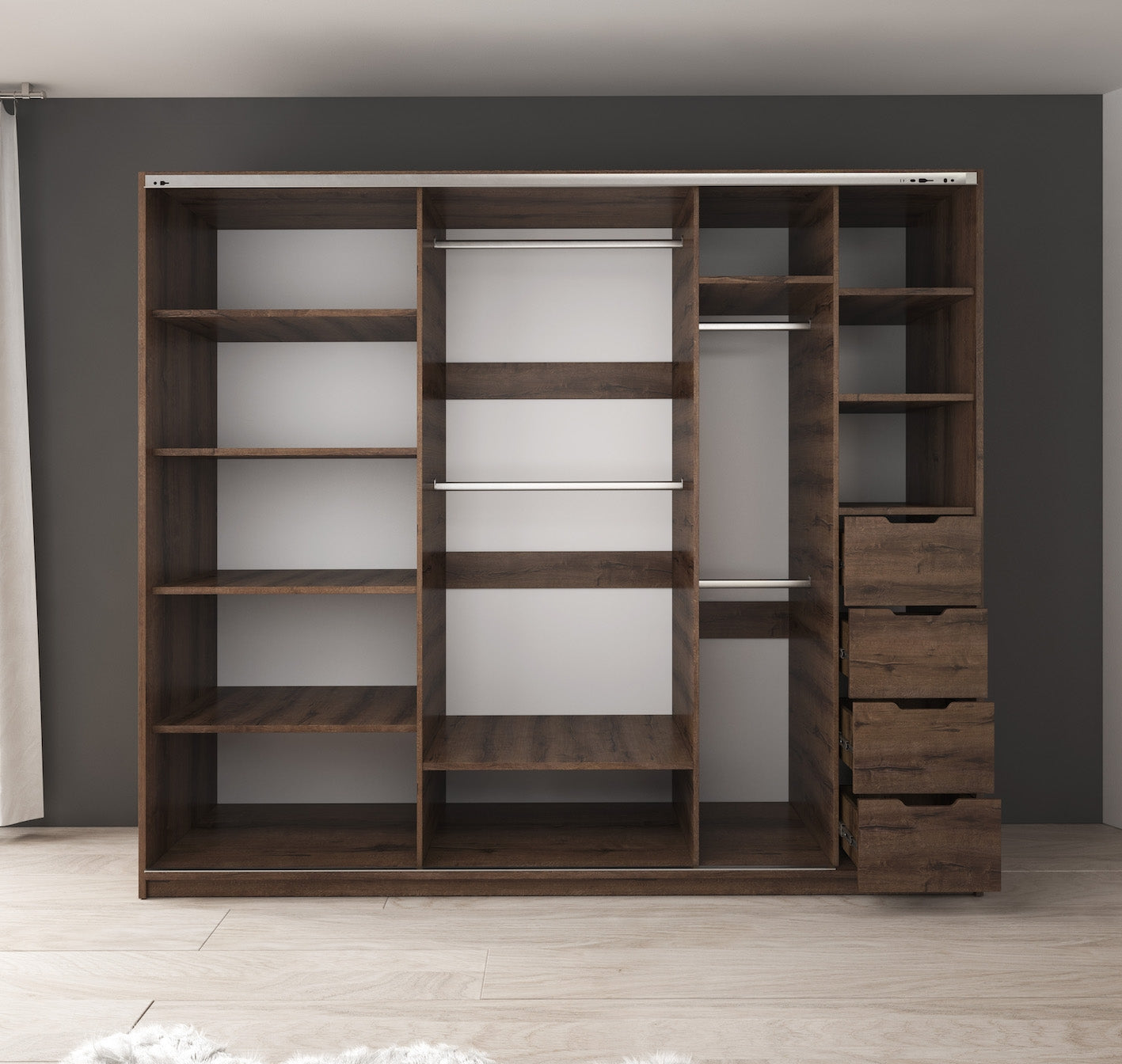 Diplo - Kledingkast met schuifdeuren - Eiken - 250x69x215 cm