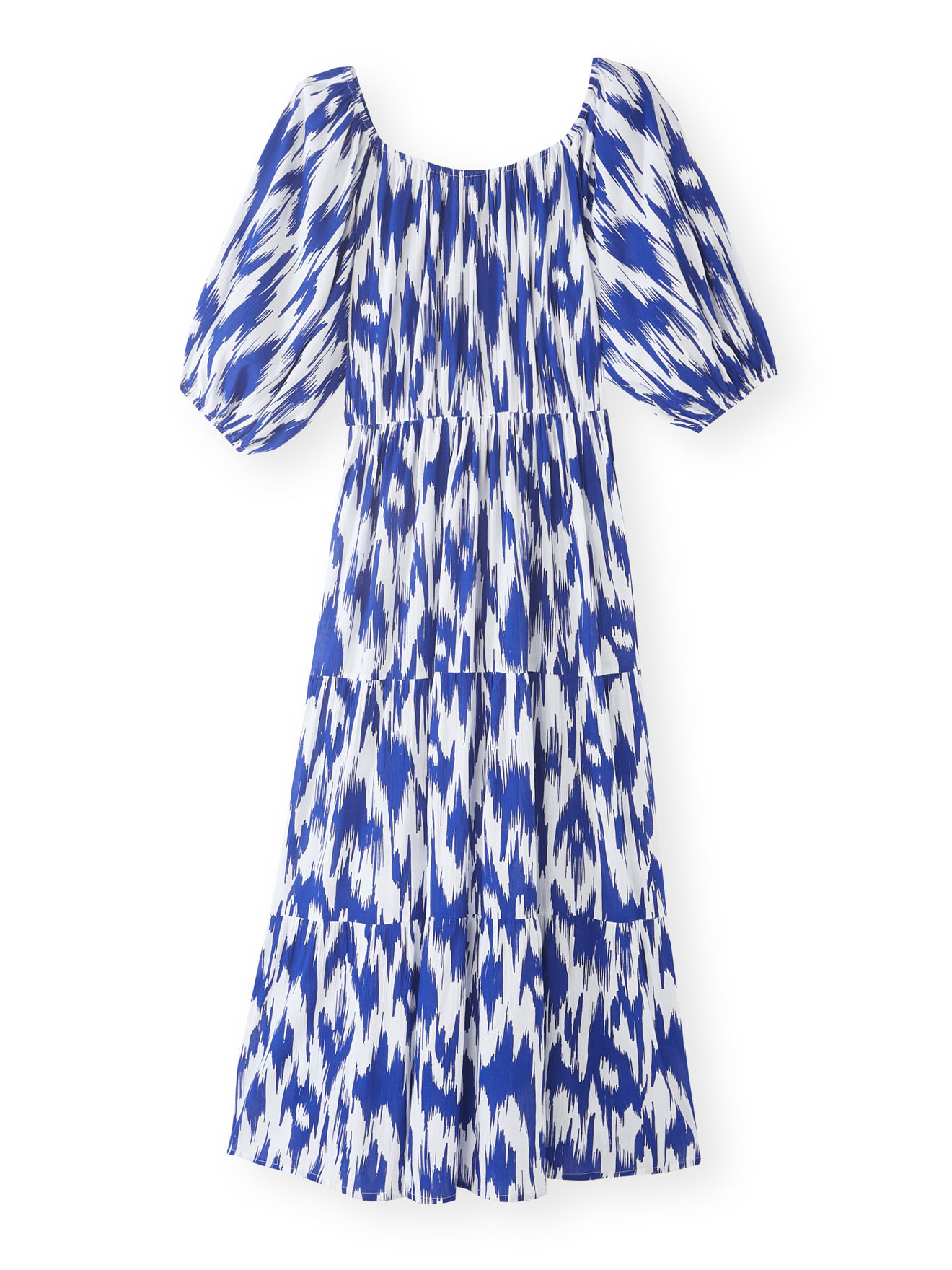 Robe longue à volants en crépon fluide