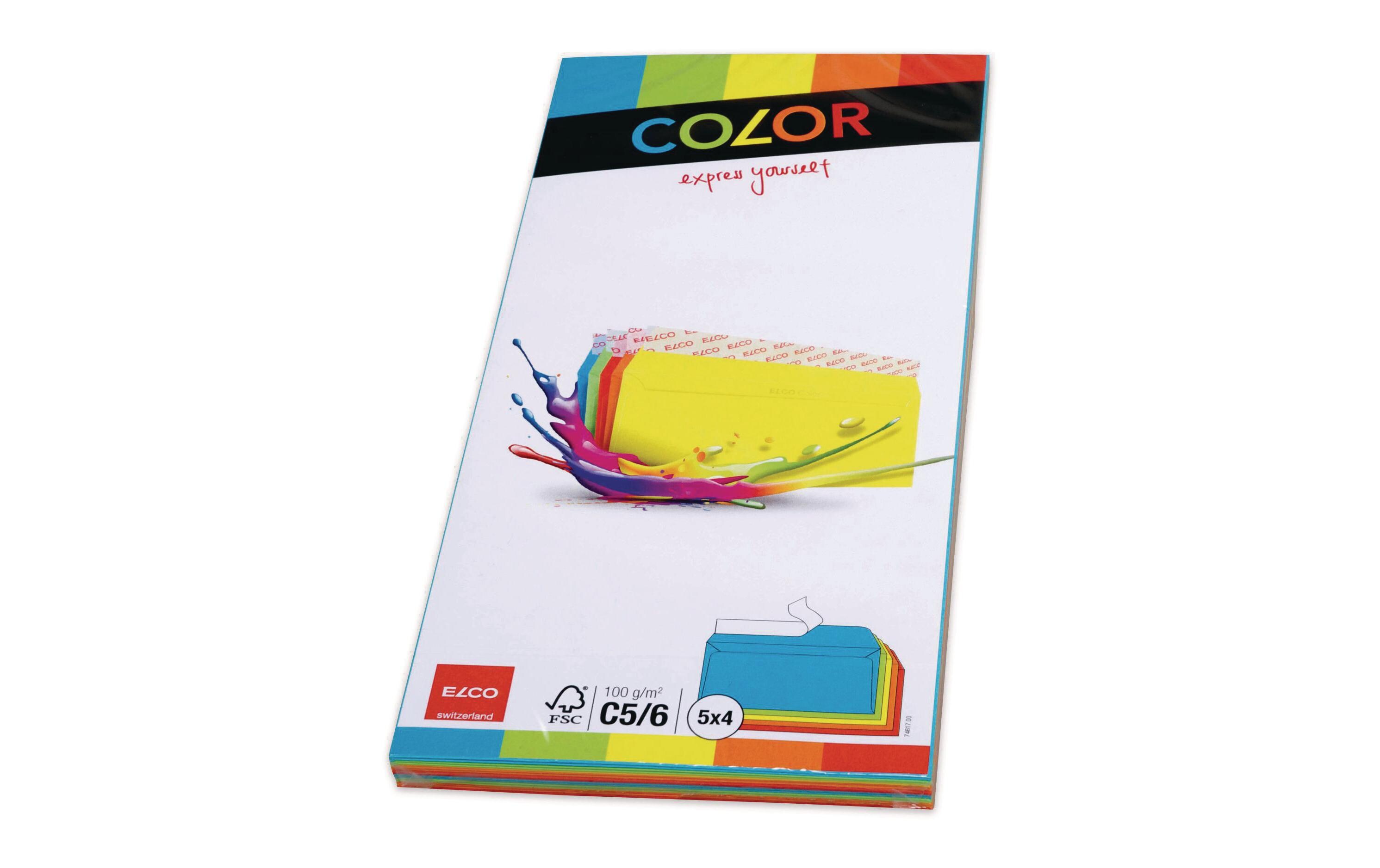 Couvert Color C5/6 Assortiert, 20 StückFarbige Briefumschläge