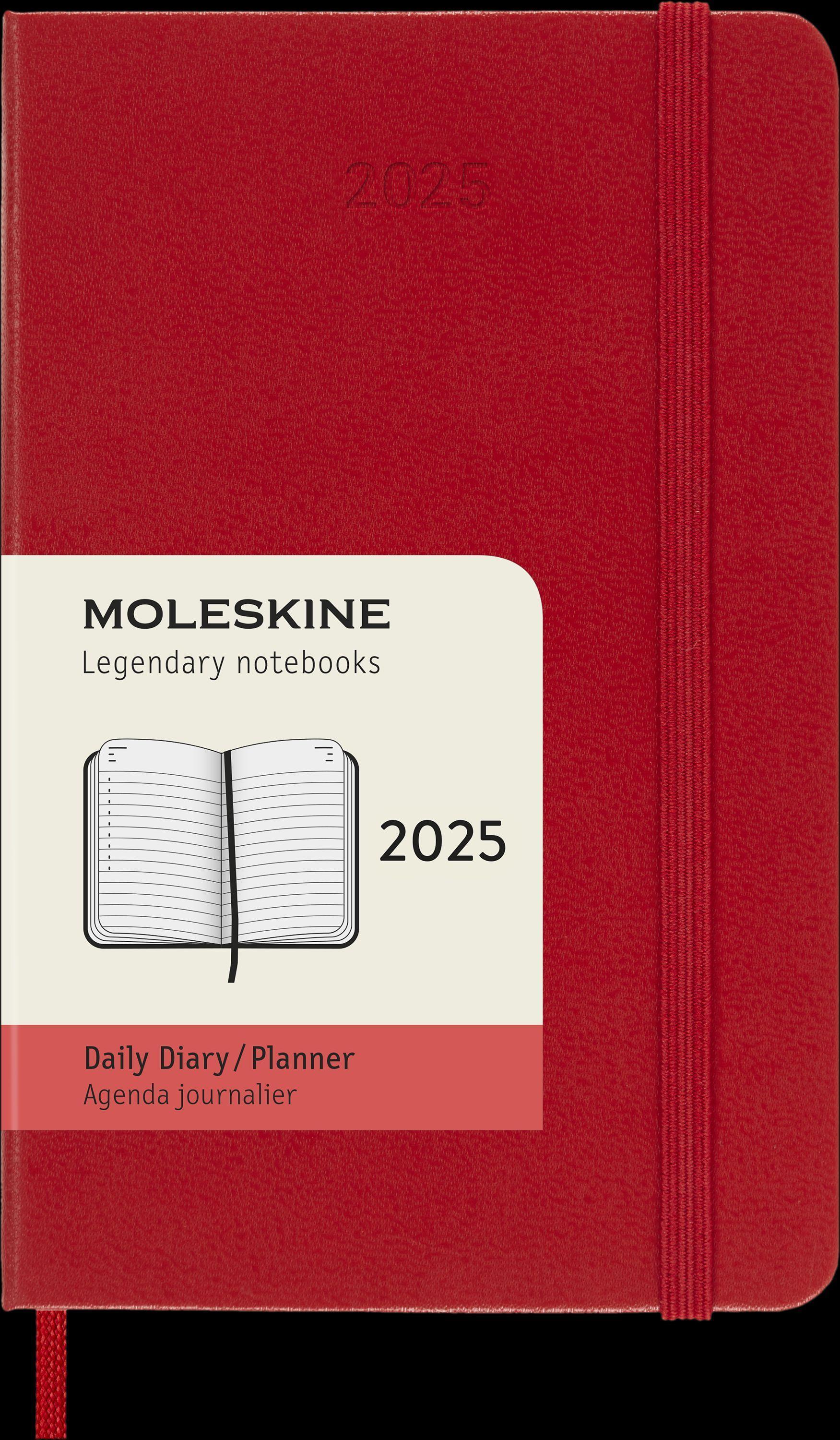 Moleskine 12 Monate Tageskalender 2025, Pocket/A6
