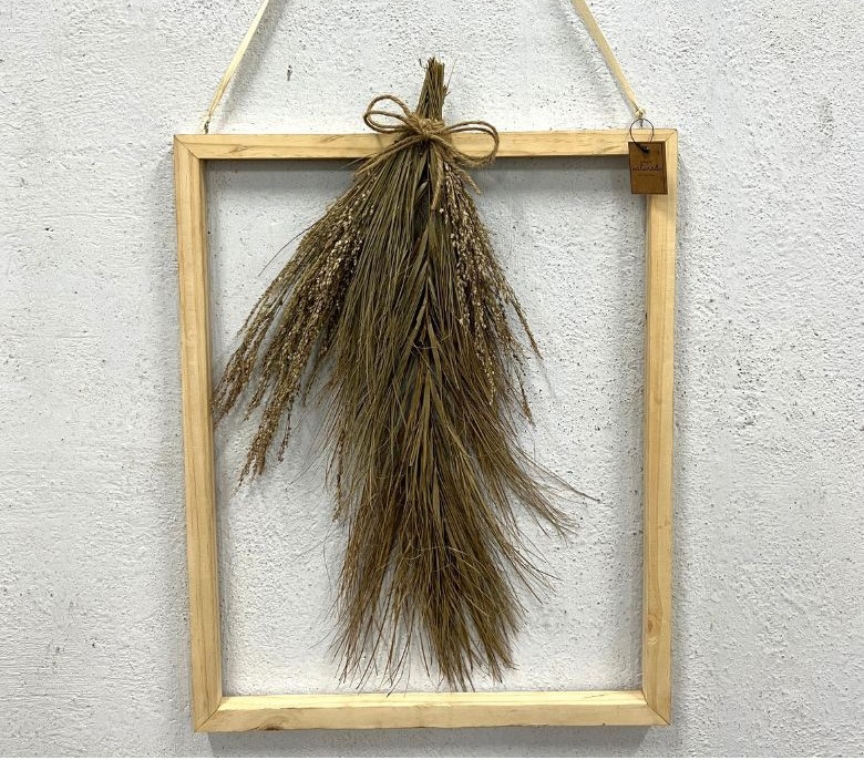 Chinesisches Liebesgras in Holzrahmen, H 50 cm, B 40 cm von fischer's lagerhaus