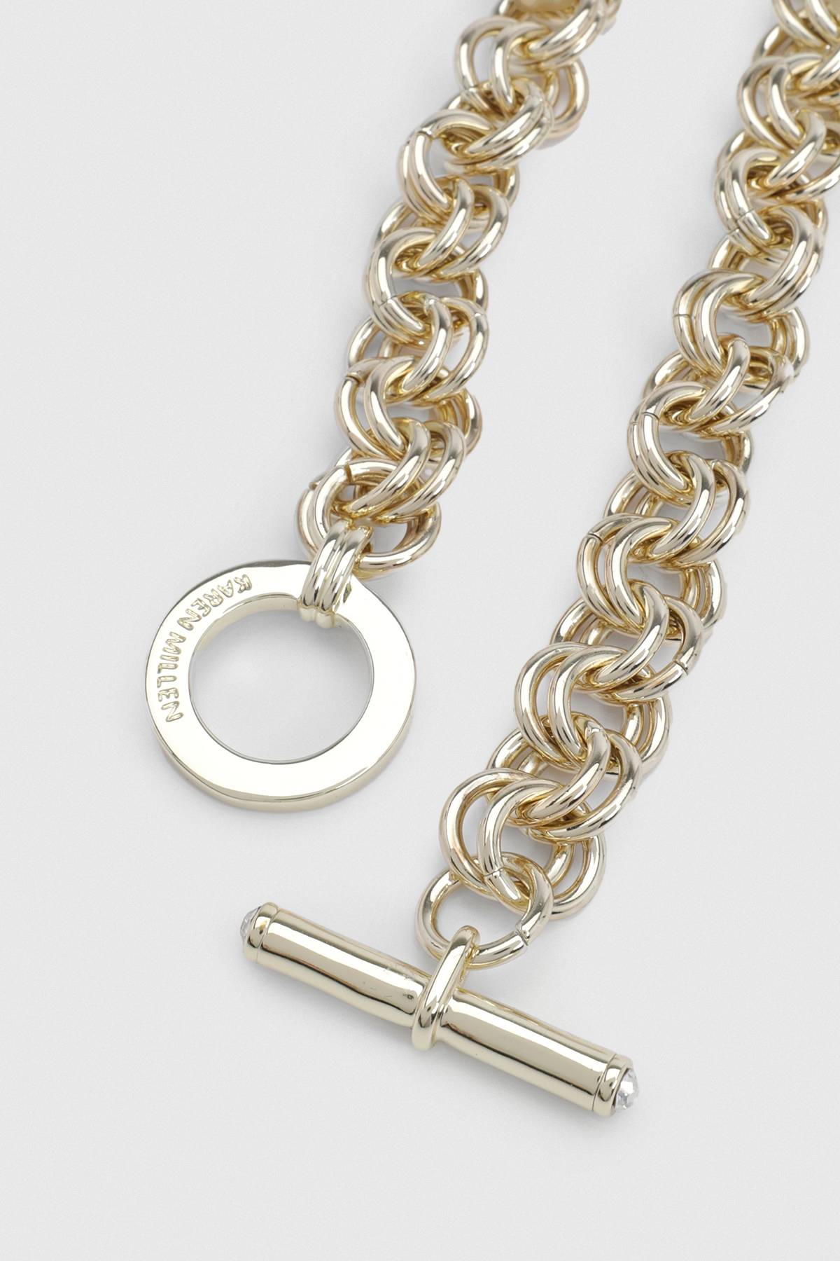 KarenMillen Collier Chaîne à Barre et Anneau Cristal