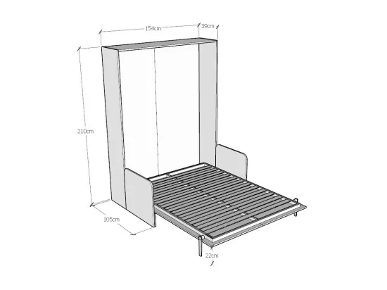 Lit escamotable vertical blanc avec canapé tissu Bounto 140x190 de tissu-Canapé 32