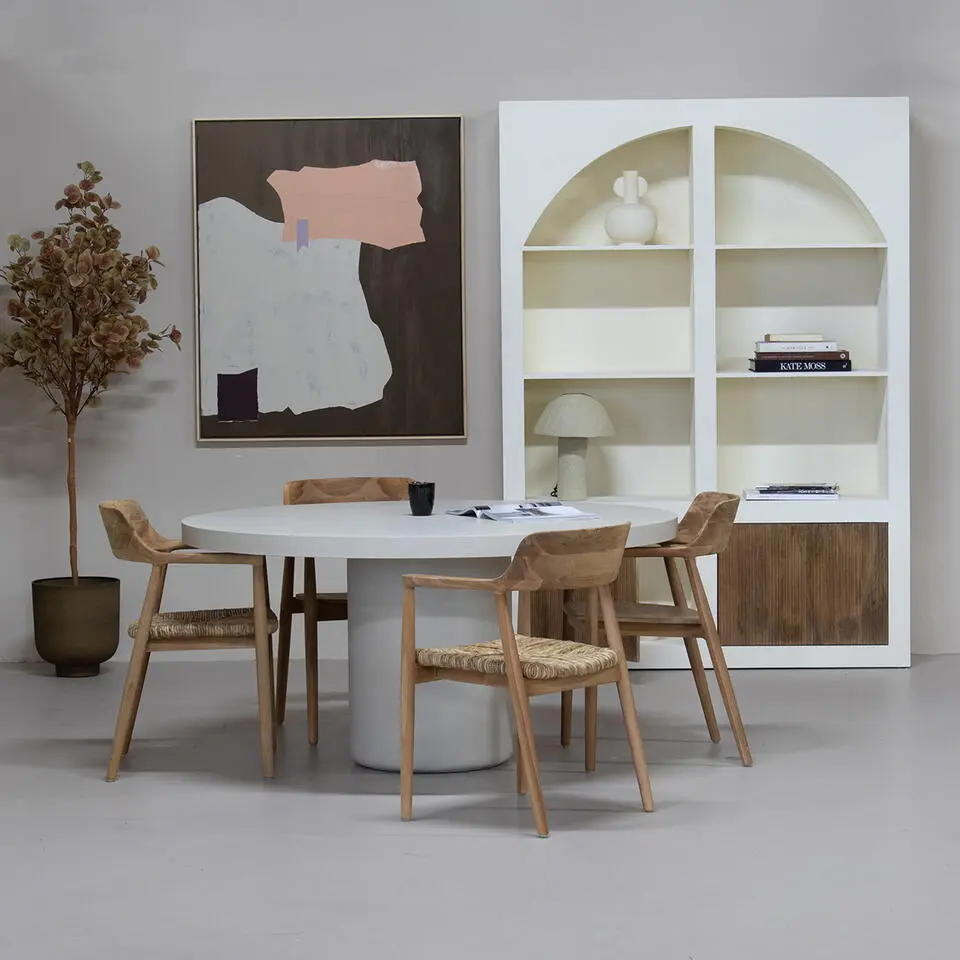 Eettafel Rond 150cm - Beige Eco Composiet - Betonlook - Eden