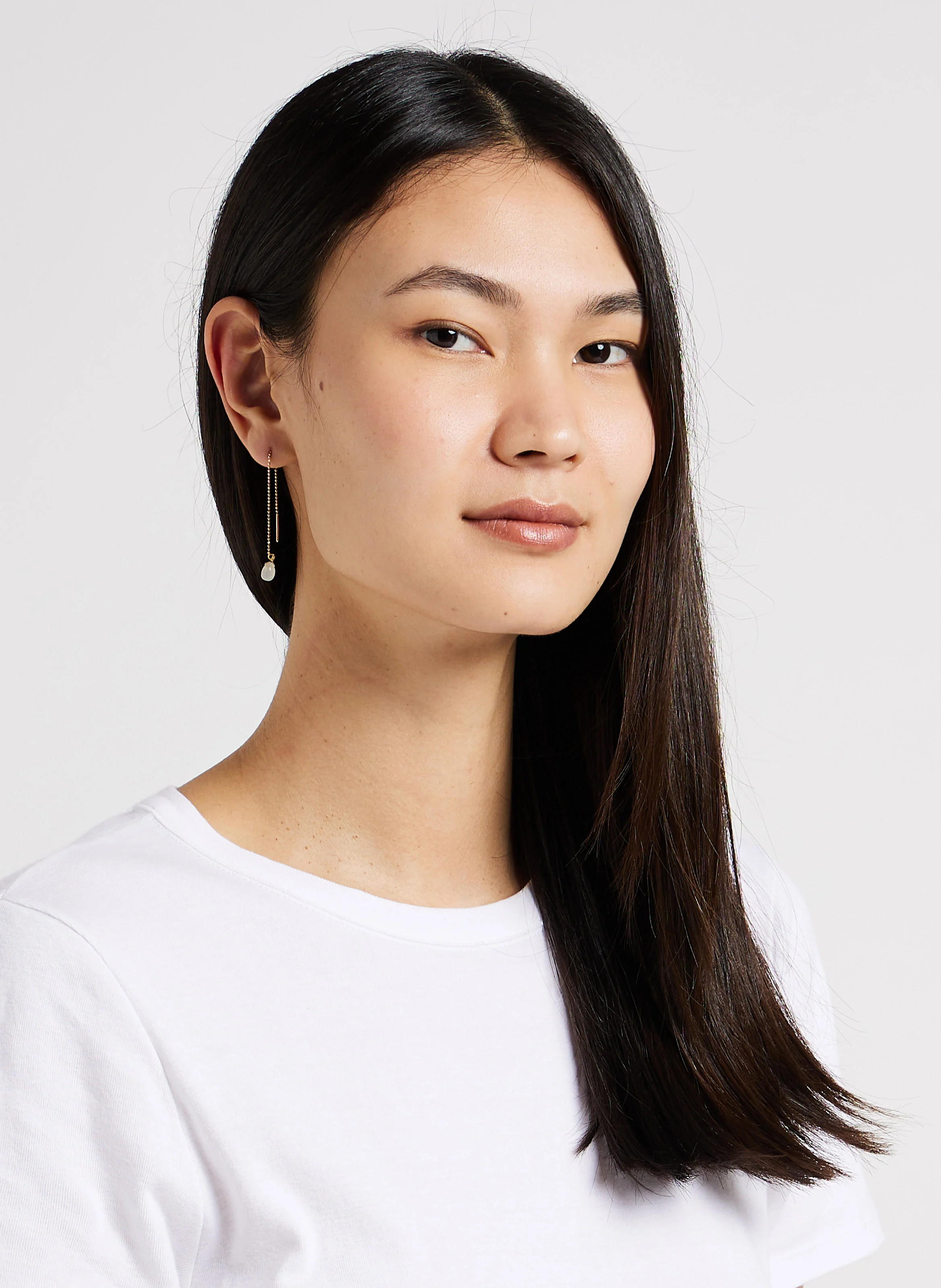 Boucles d'oreilles pendantes à perles | Blanc